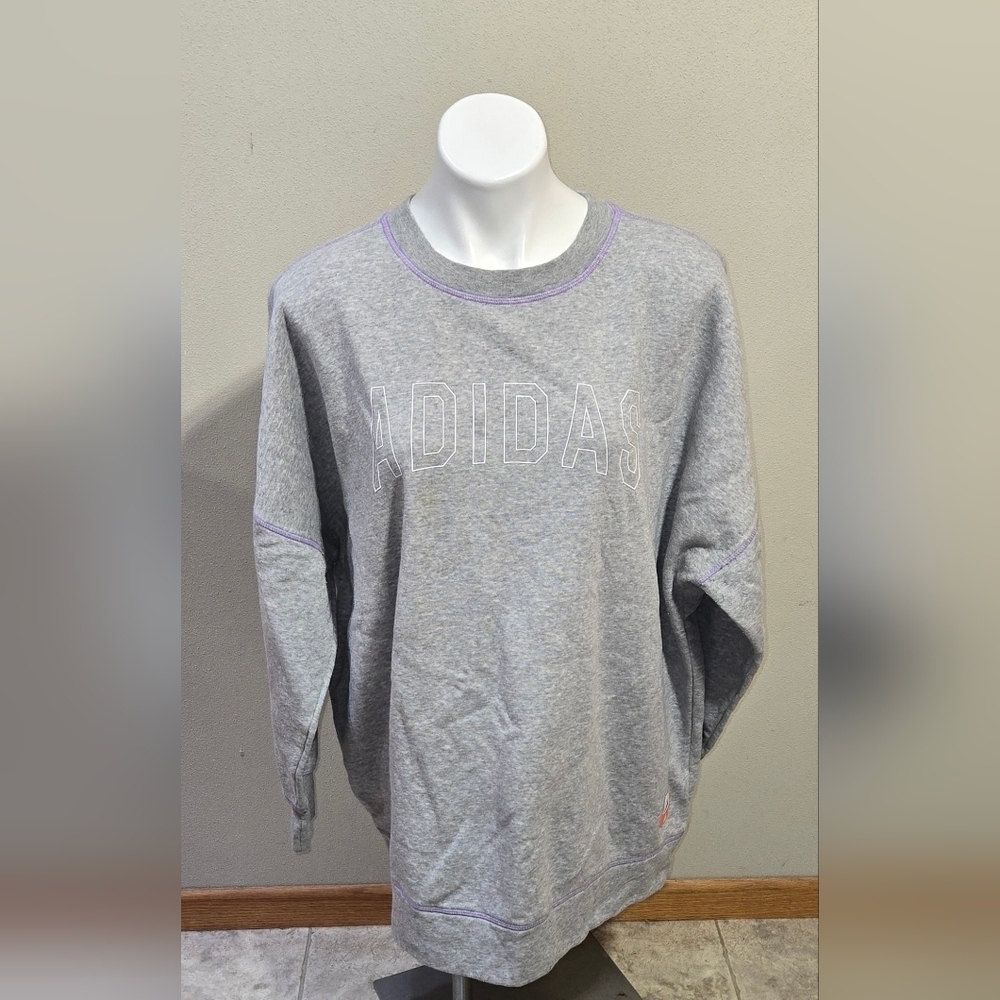 Adidas Womens Sport Statement Boyfriend Crew Pullover Sweater Size XL